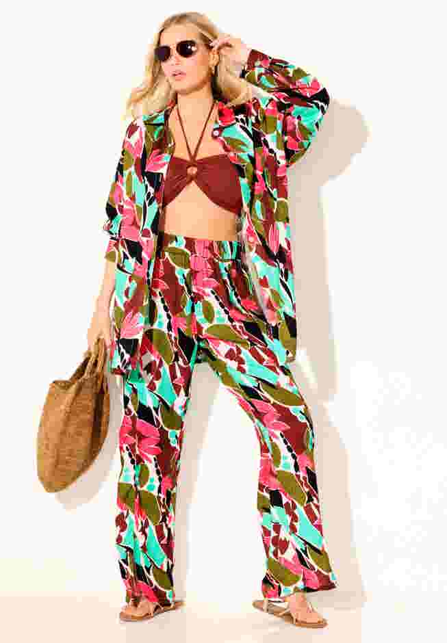 Oversized Buttondown Lounge Cover Up Shirt image number 3