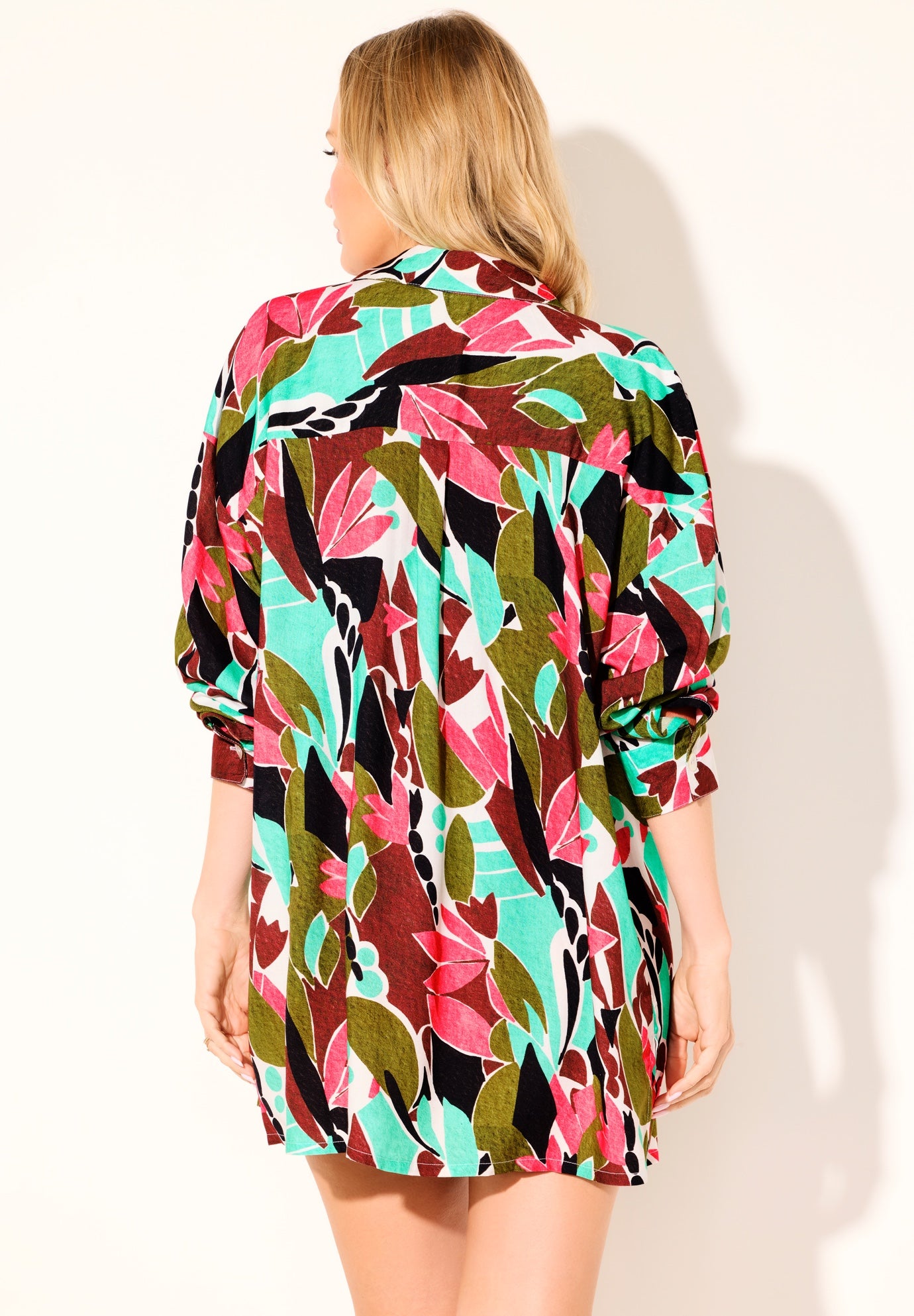 Oversized Buttondown Lounge Cover Up Shirt image number 6
