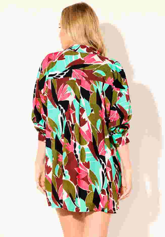 Oversized Buttondown Lounge Cover Up Shirt image number 5