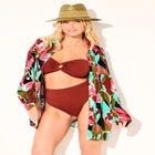 Oversized Buttondown Lounge Cover Up Shirt image number null