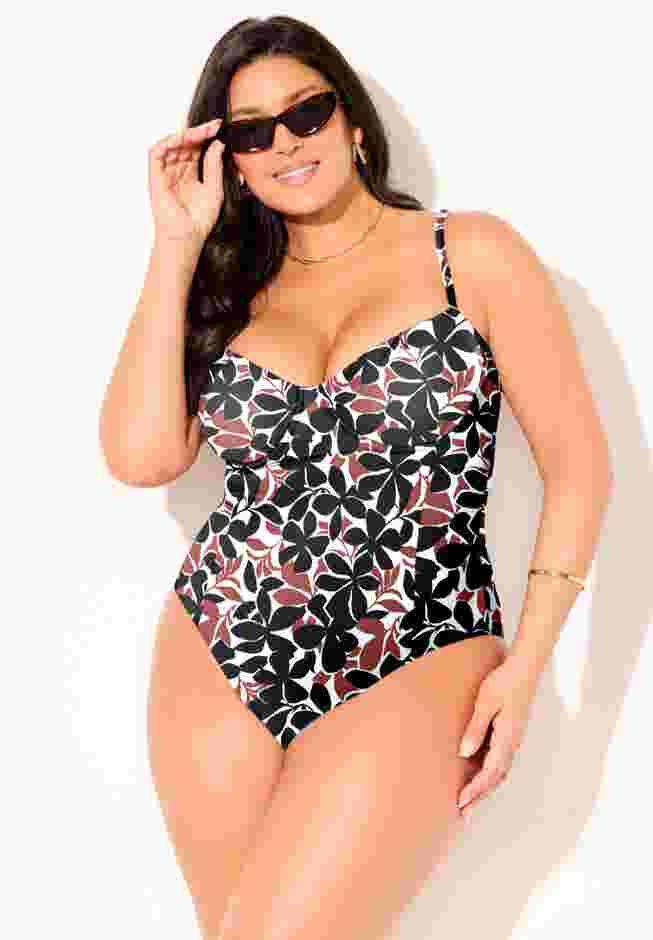 Princess Seam Underwire One Piece Swimsuit image number 3