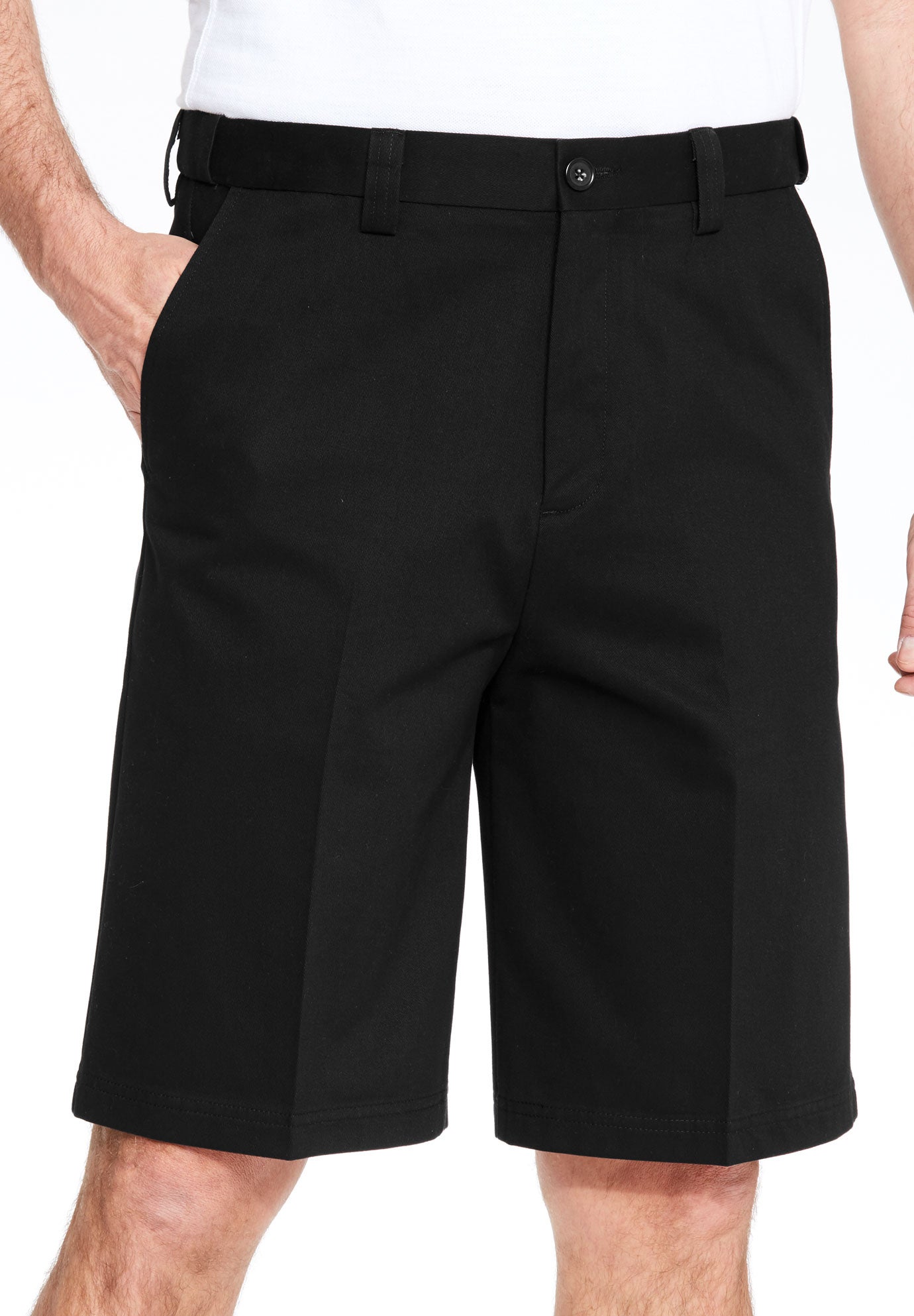Wrinkle-Free Expandable Waist Plain Front Shorts image number 0
