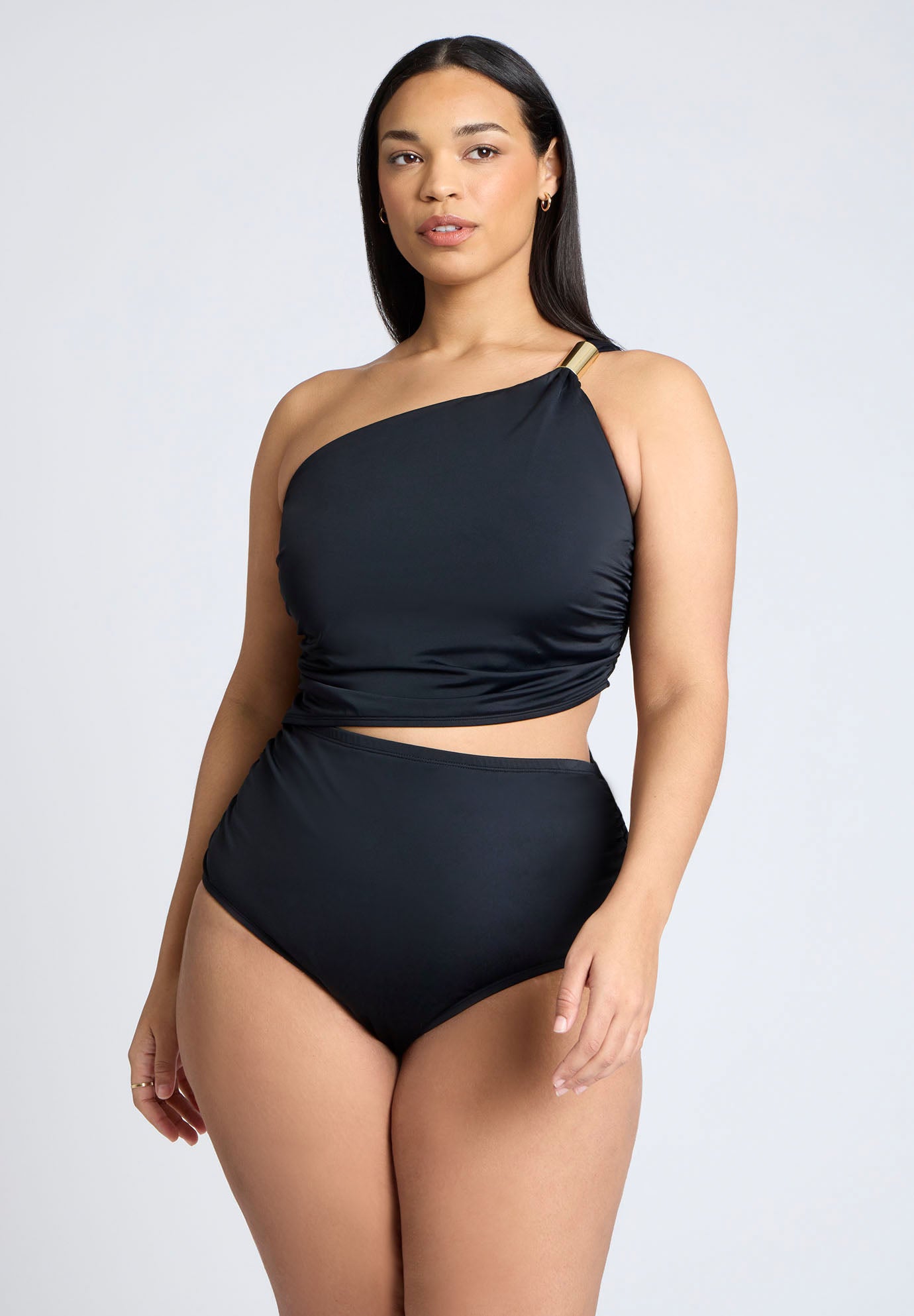 One Shoulder One Piece Swimsuit With Cutout image number 1