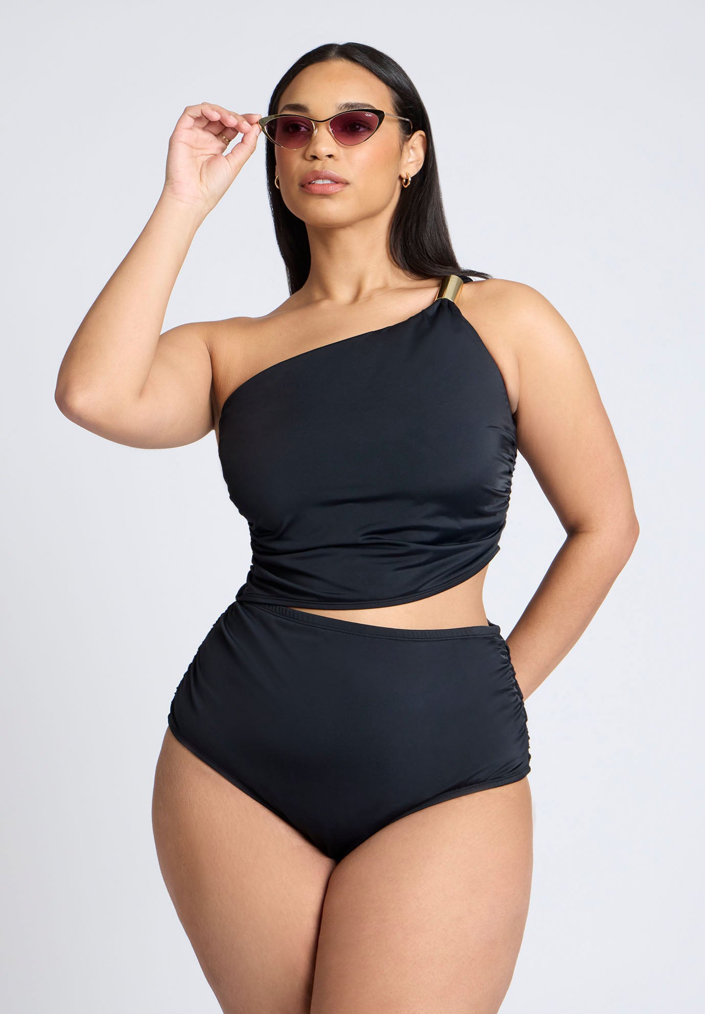 One Shoulder One Piece Swimsuit With Cutout image number 3