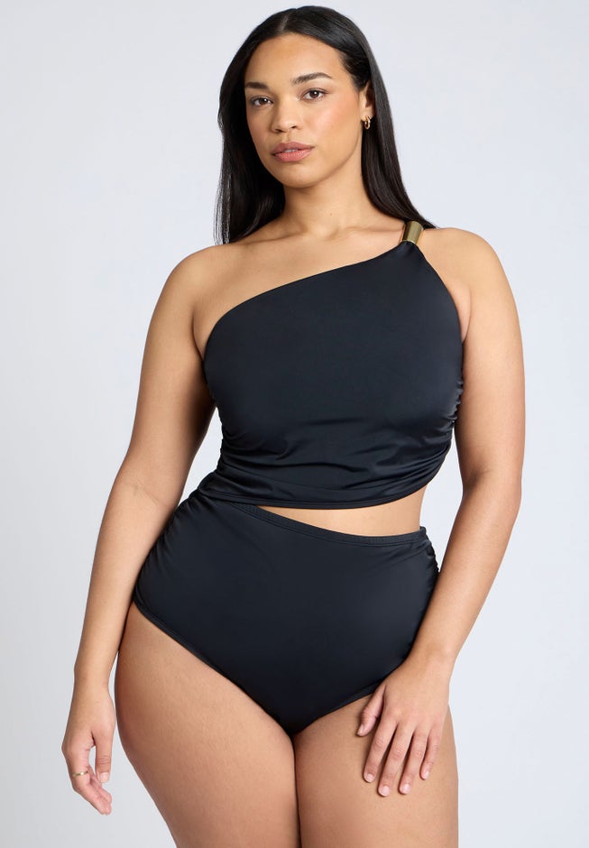 One Shoulder One Piece Swimsuit With Cutout image number 4