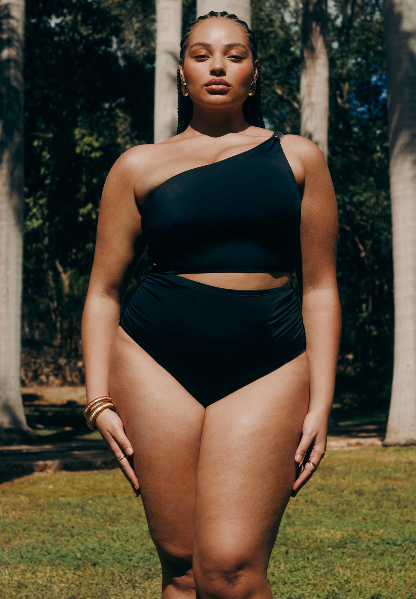 One Shoulder One Piece Swimsuit With Cutout image number 0