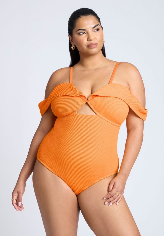Off The Shoulder One Piece Swimsuit image number null