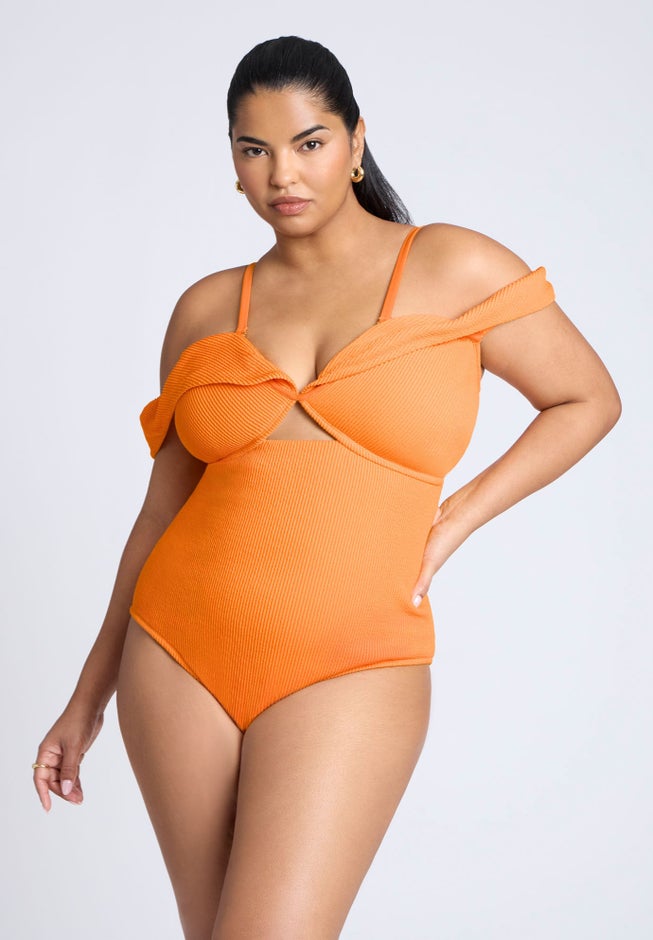 Off The Shoulder One Piece Swimsuit image number null
