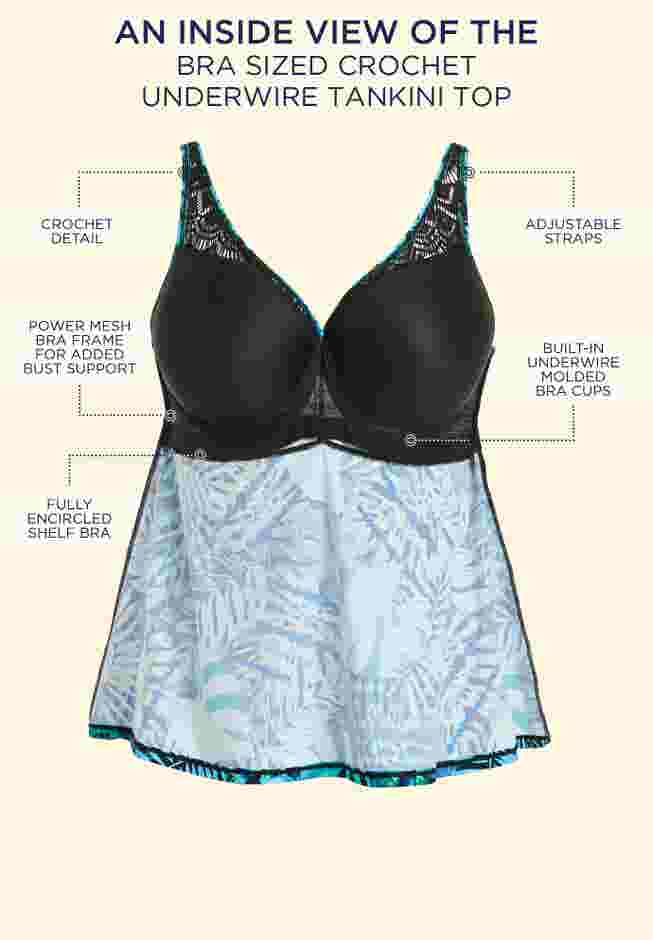 Bra Sized Crochet Underwire Tankini Top image number 4