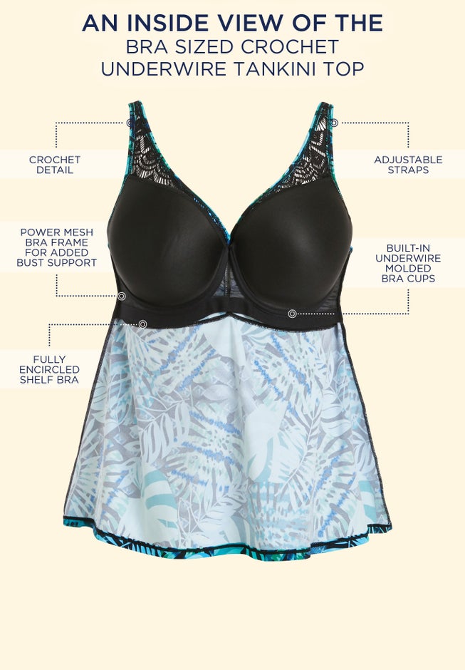 Bra Sized Crochet Underwire Tankini Top image number 2