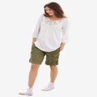2 in 1 Mid-Rise Stretch Cotton Convertible Cargo Bermuda To Shorts image number 0
