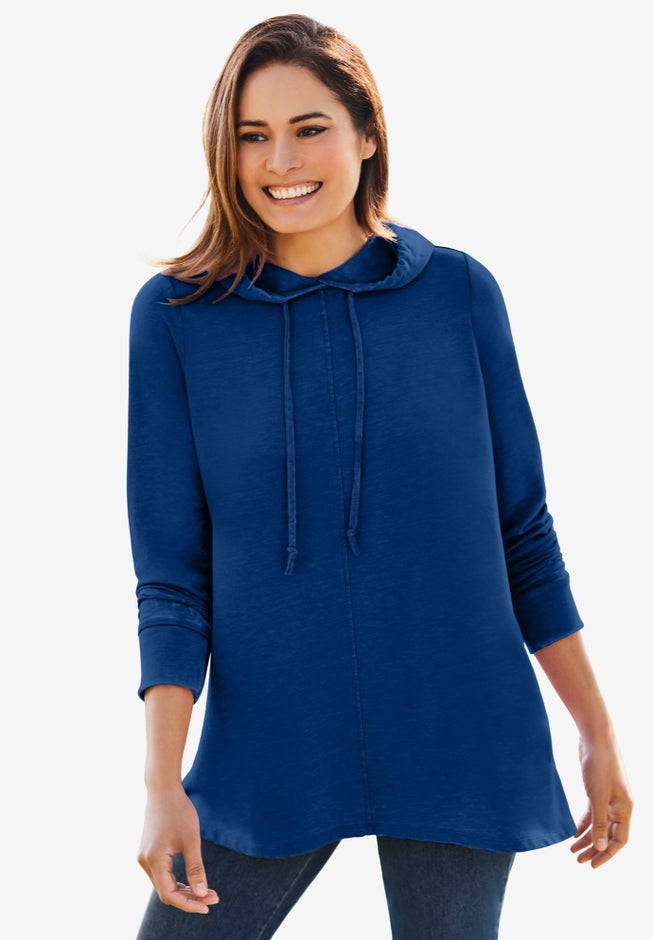 Pleat-Back Swing Hoodie Sweatshirt image number 3