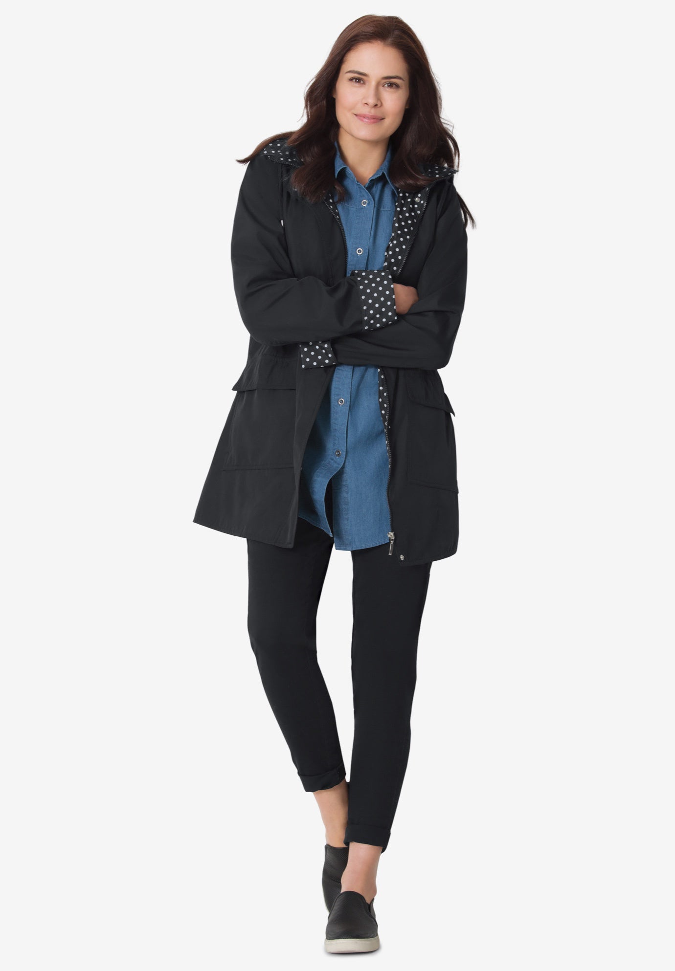 Dot Trim Raincoat image number 3