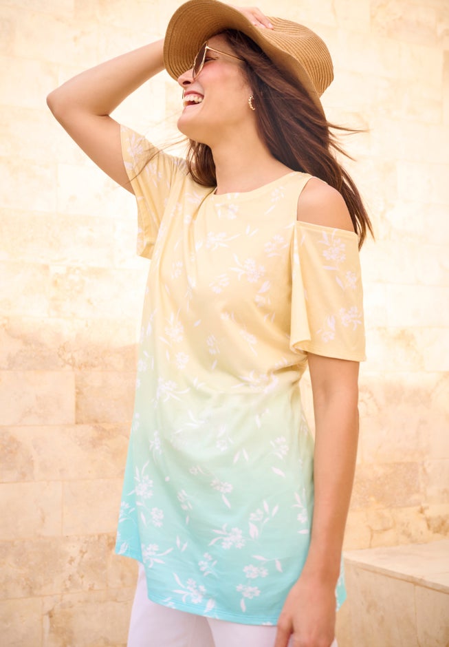 Short-Sleeve Cold-Shoulder Tee image number 5