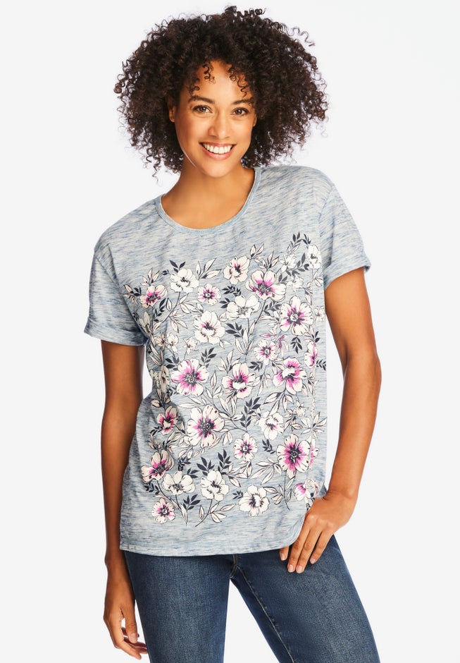 Marled Cuffed-Sleeve Tee image number 5