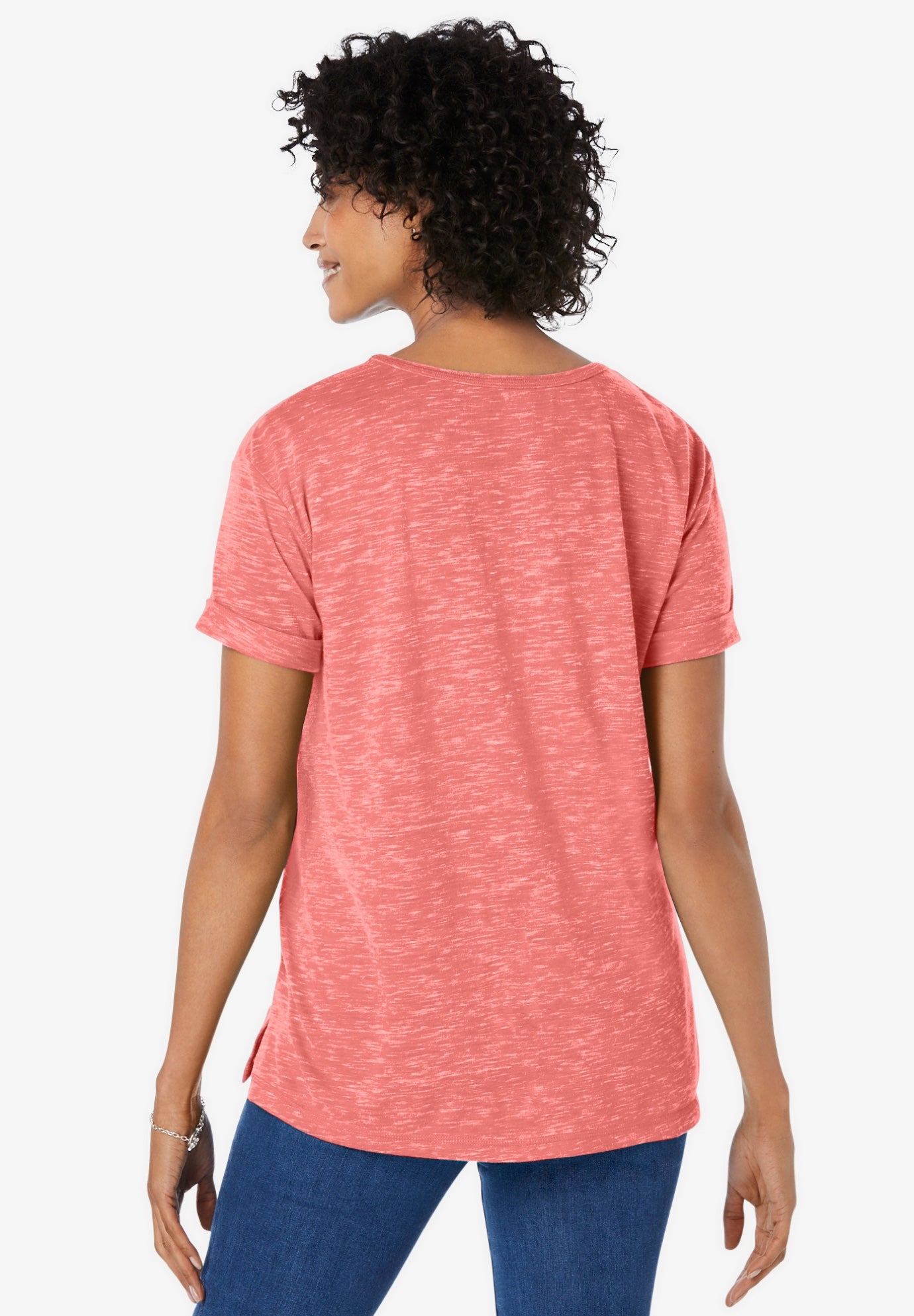 Marled Cuffed-Sleeve Tee image number 1