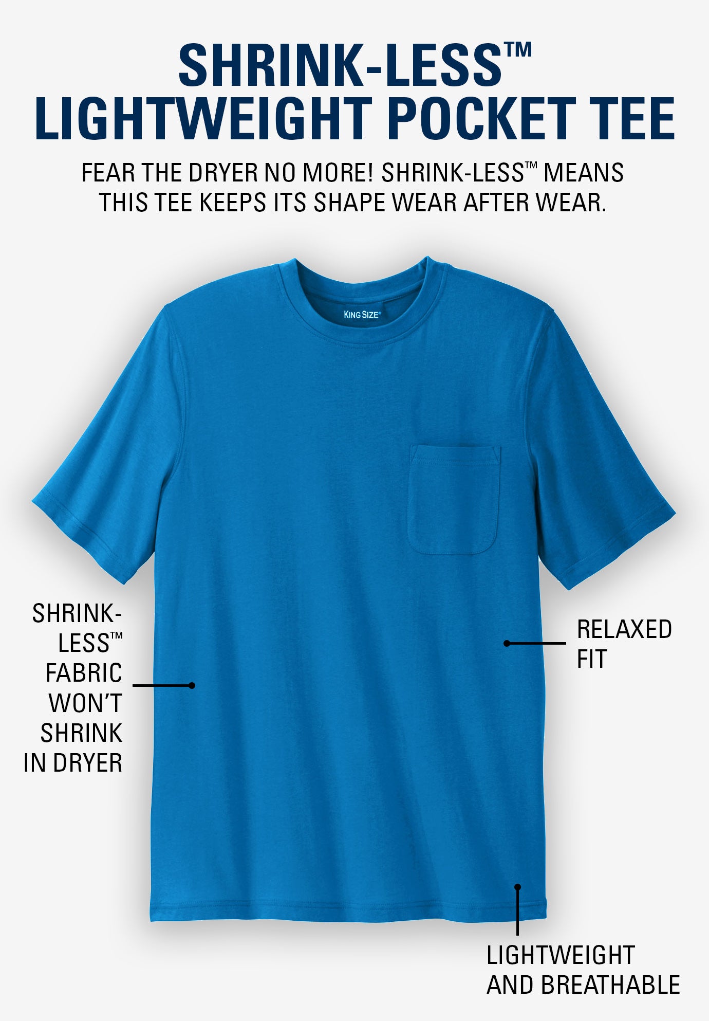Shrink-Less&trade; Lightweight Pocket Crewneck T-Shirt image number 4