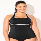 Chlorine Resistant Square Neck Contrast Trim Tankini Top image number null