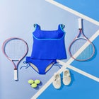 Chlorine Resistant Square Neck Contrast Trim Tankini Top image number null