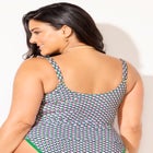 Shimmer Contrast Trim Underwire Tankini Top  image number null