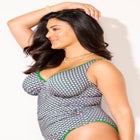 Shimmer Contrast Trim Underwire Tankini Top  image number null