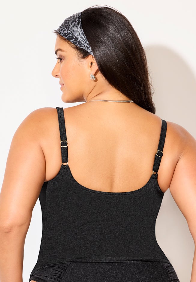 Shimmer Contrast Trim Underwire Tankini Top  image number 1