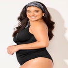 Shimmer Contrast Trim Underwire Tankini Top  image number null