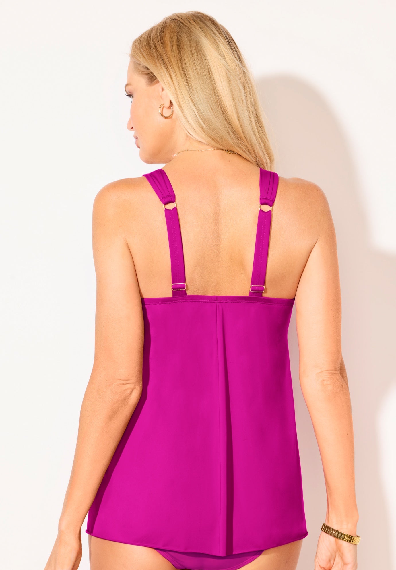 Bra Sized Drape Front Lightweight Underwire Tankini Top image number 2