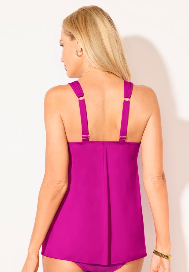 Bra Sized Drape Front Lightweight Underwire Tankini Top image number 2