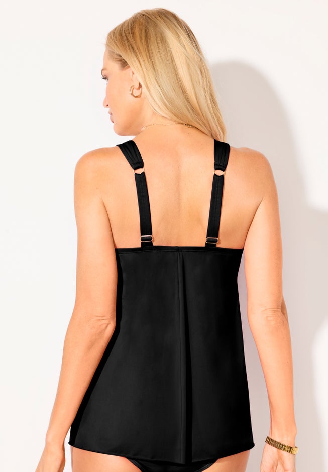 Bra Sized Drape Front Lightweight Underwire Tankini Top image number 1