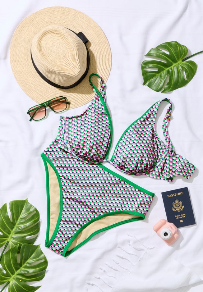 Shimmer Contrast Trim Underwire Bikini Top image number 5