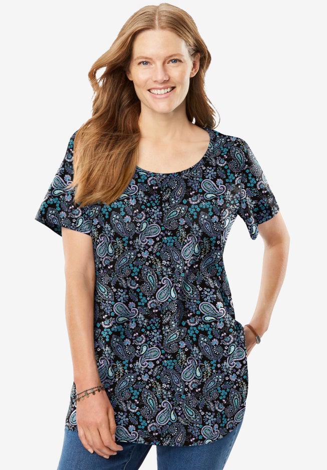 Perfect Printed Short-Sleeve Scoopneck Tee image number 5