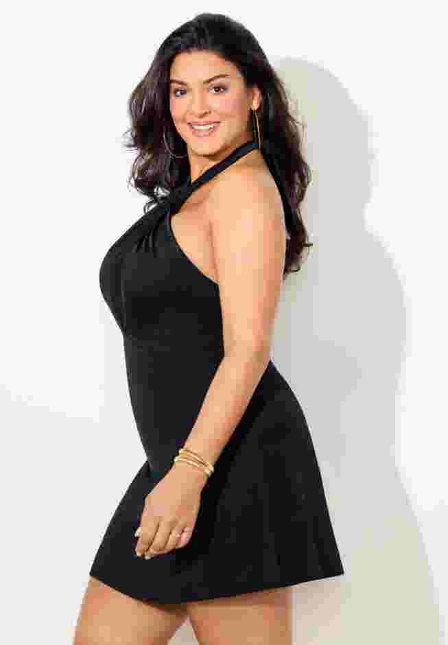 High Neck Halter Swimdress image number 2