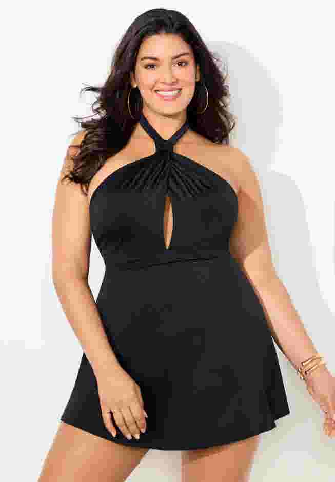 High Neck Halter Swimdress image number 3