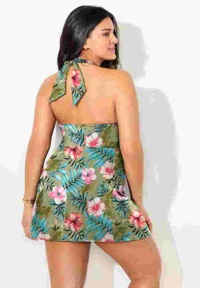 High Neck Halter Swimdress image number 1