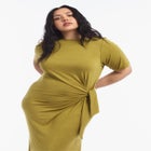 Boatneck Gathered Maxi Dress image number null