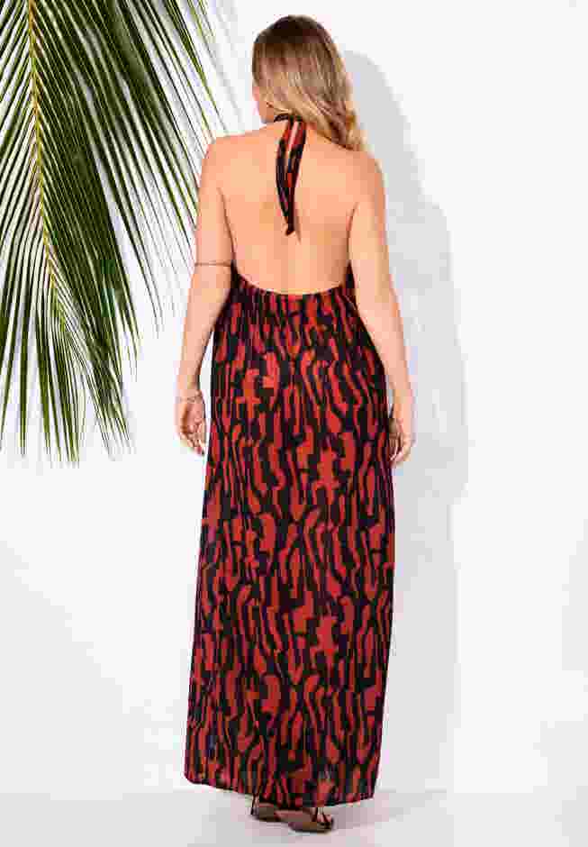 High Neck Twist Halter Cover Up Maxi Dress image number 1