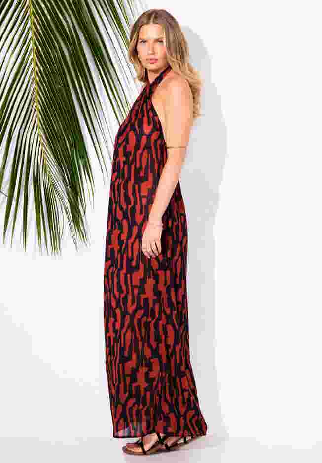 High Neck Twist Halter Cover Up Maxi Dress image number 2