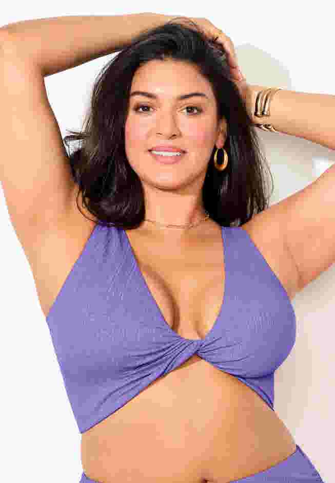 Sparkle Ribbed Twist Front Crop Top image number 3