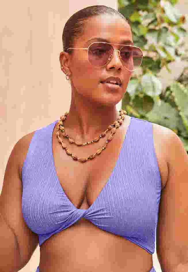 Sparkle Ribbed Twist Front Crop Top image number 0