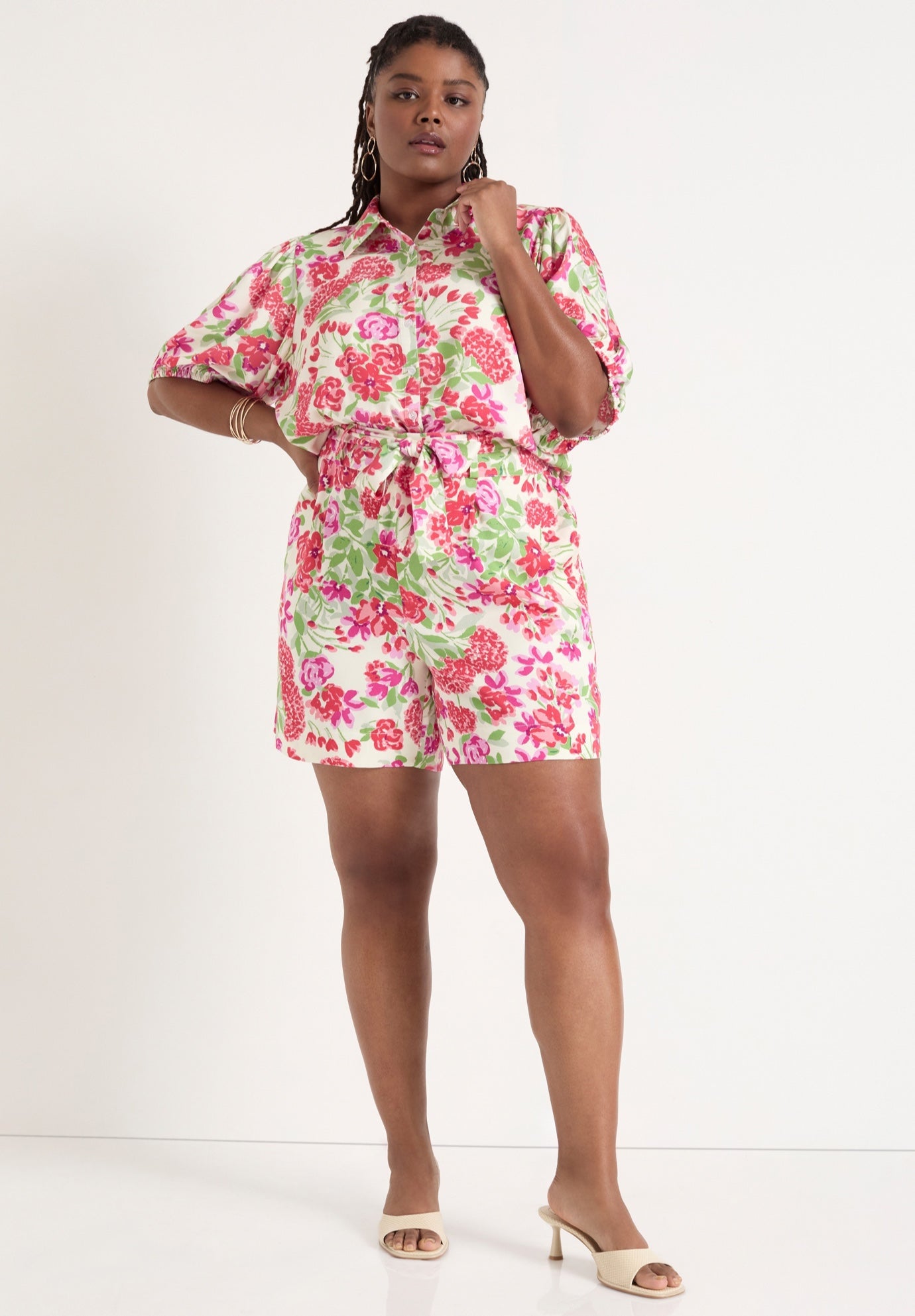 Puff-Sleeve Button-Down Blouse image number 3