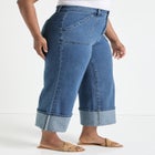 Wide-Leg Cropped Cuffed Jeans image number null