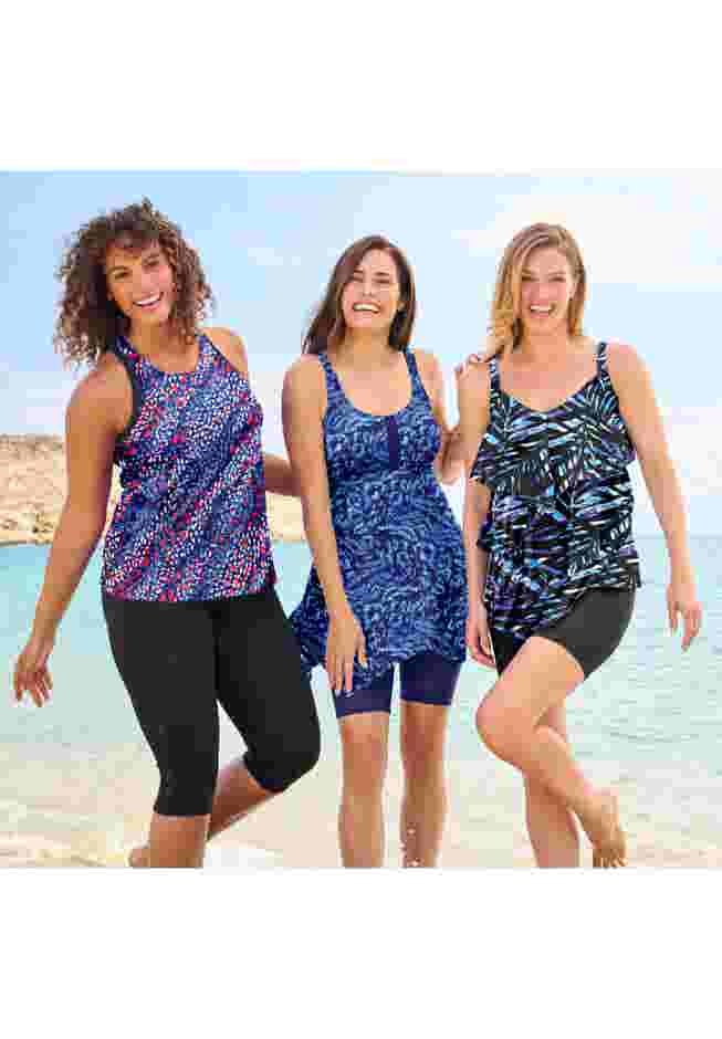 Longer-Length Tiered-Ruffle Tankini Top image number 3