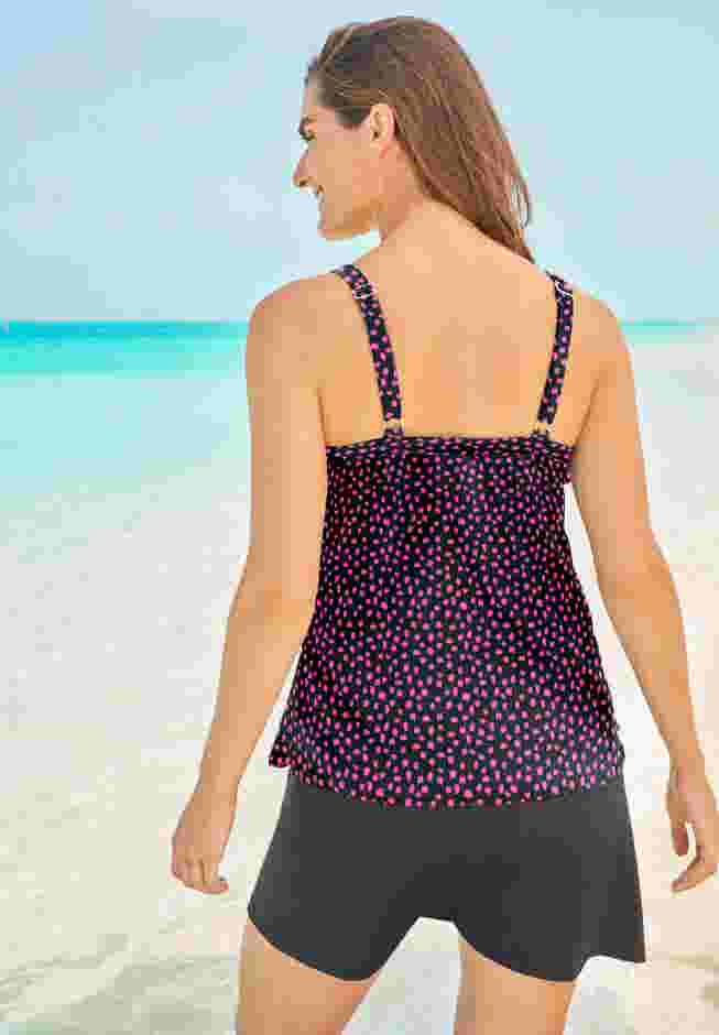 Longer-Length Tiered-Ruffle Tankini Top image number 1