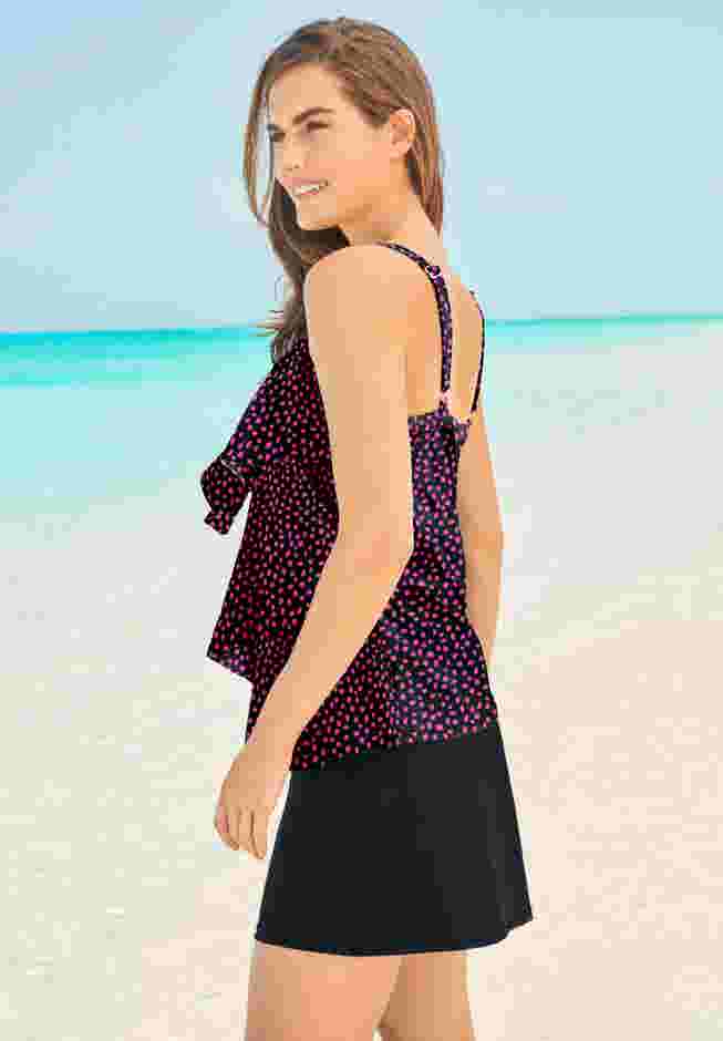 Longer-Length Tiered-Ruffle Tankini Top image number 2