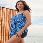 Longer-Length Tiered-Ruffle Tankini Top image number null