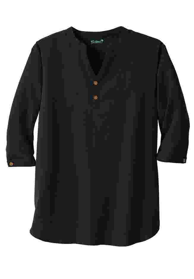 Gauze Mandarin Collar 3/4 Sleeve Shirt image number 3
