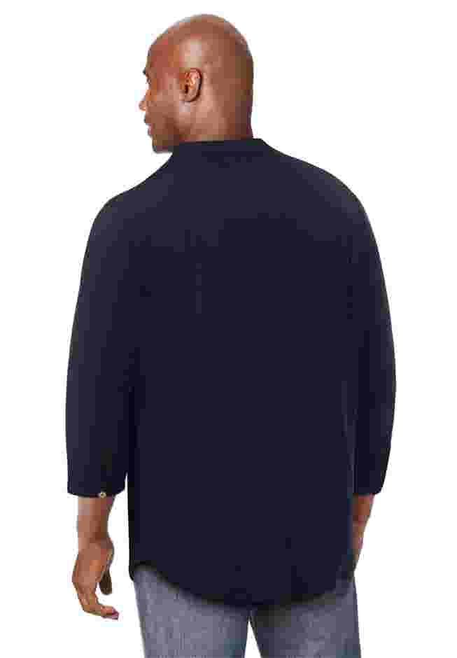 Gauze Mandarin Collar 3/4 Sleeve Shirt image number 1