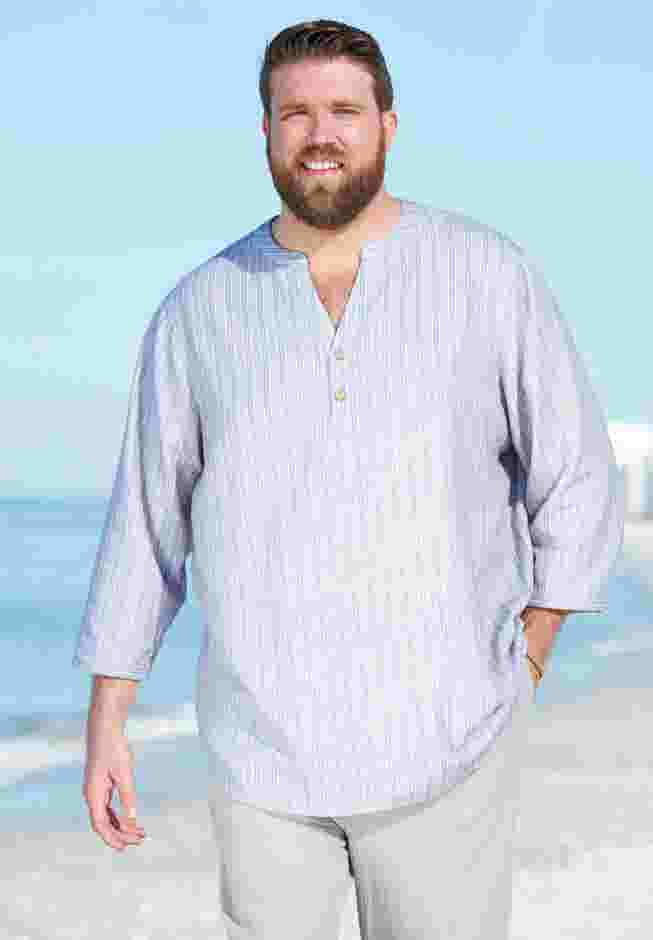 Gauze Mandarin Collar 3/4 Sleeve Shirt image number 5