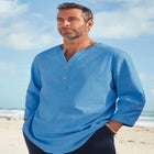 Gauze Mandarin Collar 3/4 Sleeve Shirt image number null